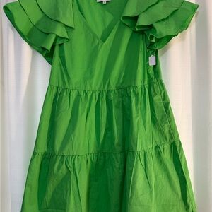 CROSBY by Mollie Burch Bright Green Tiered Mini Dress